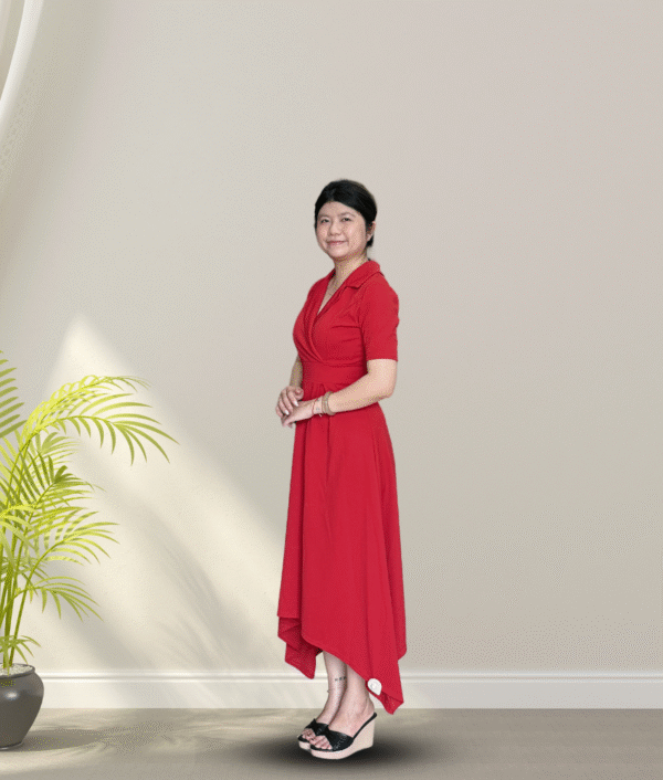 Đầm Đỏ Dáng Dài Cổ Vest NGA000001 - Ảnh 2