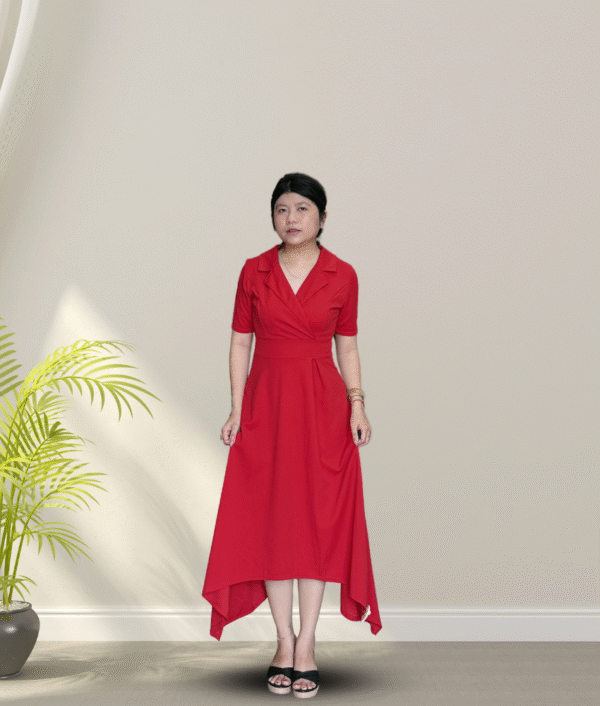 Đầm Đỏ Dáng Dài Cổ Vest NGA000001 - Ảnh 3