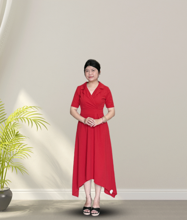 Đầm Đỏ Dáng Dài Cổ Vest NGA000001 - Ảnh 4