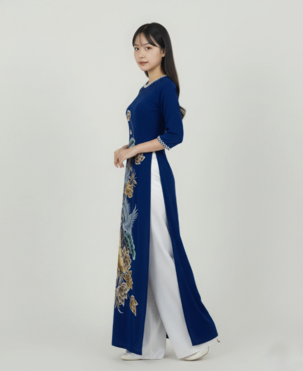 Áo dài hạc sen vàng VY02-04