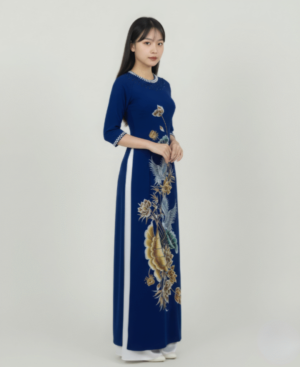 Áo dài hạc sen vàng VY02-04 - Ảnh 2