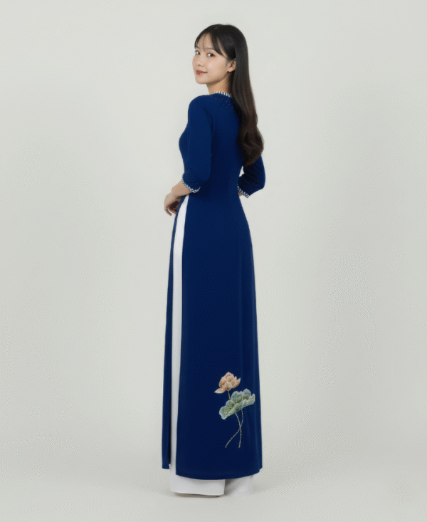 Áo dài hạc sen vàng VY02-04
