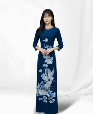 ÁO DÀI HẠC SEN LAM VY02